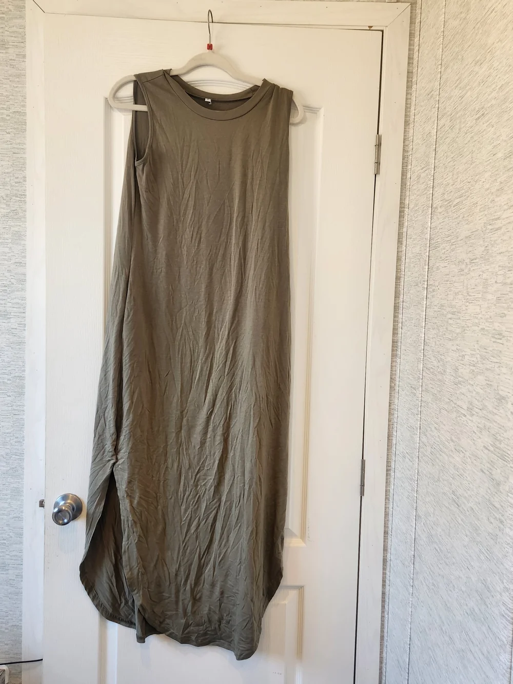 Unbranded Sleeveless Olive Midi Dress with Side Slit S Euc